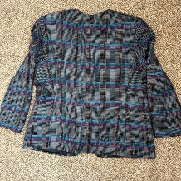 John Meyer Of Norwich Wool Blend Plaid Button Down Blazer Women’s Size 18W - Picture 10 of 13